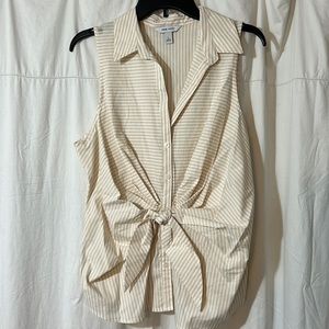 🆕 Nine West Cream & Tan Sleeveless Top